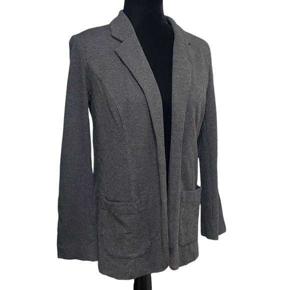 J Jill Gray Ponte Knit Blazer Open Front Cardigan Jacket Petite XS Workwear - Picture 2 of 8